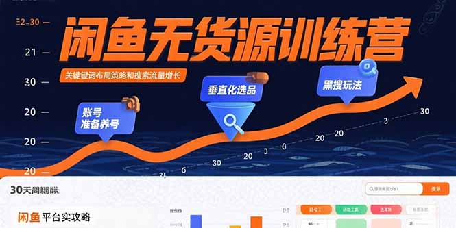 闲鱼无货源训练营:账号准备养号/垂直化选品/黑搜玩法,0基础30天盈利指南 闲鱼无货源训练营:账号准备养号/垂直化选品/黑搜玩法,0基础30天盈利指南