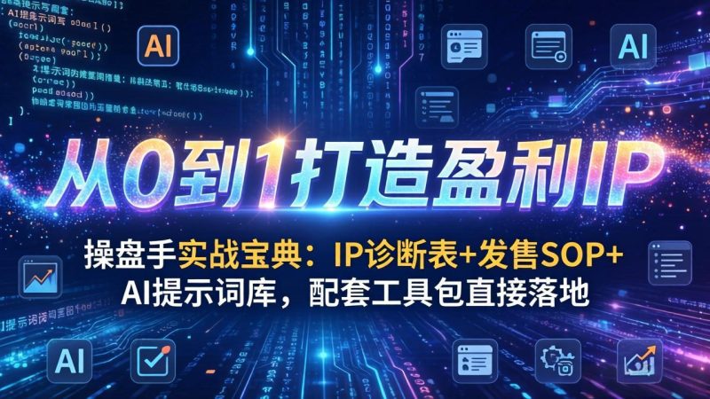 操盘手实战宝典:IP诊断表+发售SOP+AI提示词库,配套工具包直接落地,从0到1打造盈利IP-创业资源网 | 精品设计与工具分享平台