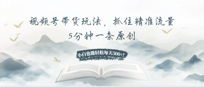 视频号带货玩法，抓住精准流量，5分钟一条原创，小白也能轻松每天500+！-创业资源网 | 精品设计与工具分享平台