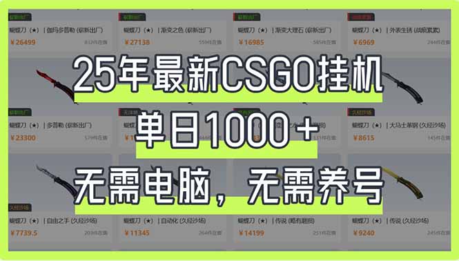 25年最新CSGO挂机系统，单日1000+，无需电脑，无需养号，0基础可上手-创业资源网 | 精品设计与工具分享平台