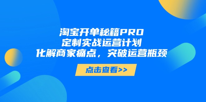 淘宝开单秘籍PRO，定制实战运营计划，化解商家痛点，突破运营瓶颈-创业资源网 | 精品设计与工具分享平台
