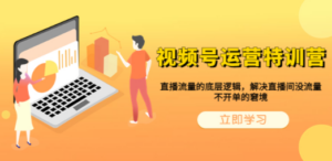 视频号运营特训营，直播流量的底层逻辑，解决直播间没流量，不开单的窘境-创业资源网 | 精品设计与工具分享平台