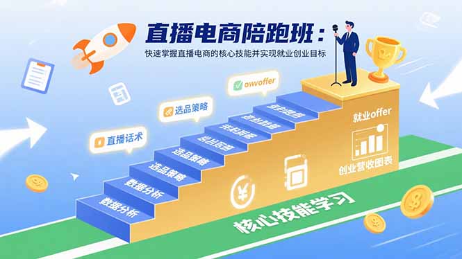 直播电商陪跑班：快速掌握直播电商的核心技能并实现就业/创业目标-创业资源网 | 精品设计与工具分享平台