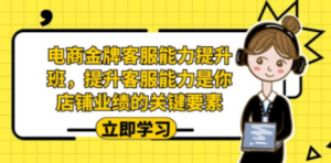 电商-金牌客服能力-提升班，提升客服能力是你店铺业绩的关键要素-创业资源网 | 精品设计与工具分享平台