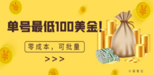 单号最低100美金，零成本，小白无脑操作。可复制，可扩大-创业资源网 | 精品设计与工具分享平台