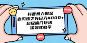 抖音暴力掘金，靠闪烁之光日入4000+，超级偏门玩法 保姆式教学-创业资源网 | 精品设计与工具分享平台