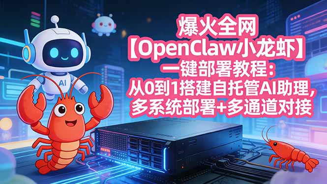 爆火全网【OpenClaw 小龙虾】一键部署教程：从0到1搭建自托管AI助理，多系统部署+多通道对接-创业资源网 | 精品设计与工具分享平台
