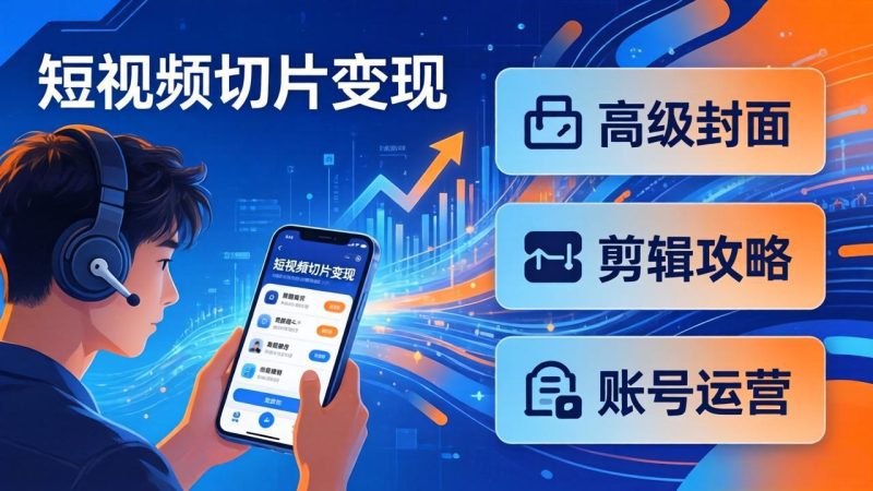 短视频切片变现速成班2.0：高级封面+剪辑攻略+账号运营，0基础小白快速入局副业-创业资源网 | 精品设计与工具分享平台