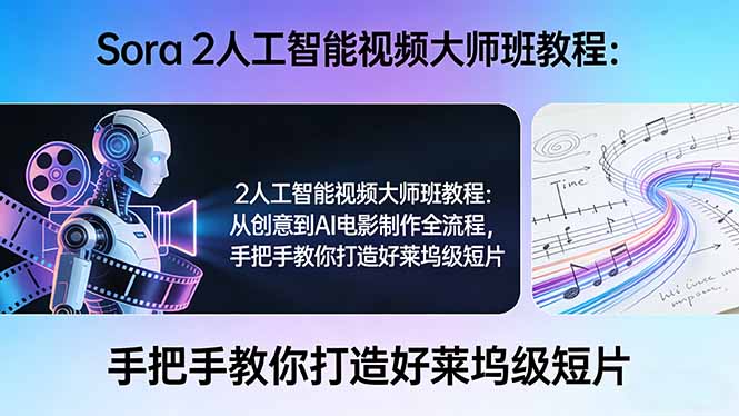 Sora 2人工智能视频大师班教程:从创意到AI电影制作全流程,手把手教你打造好莱坞级短片-创业资源网 | 精品设计与工具分享平台