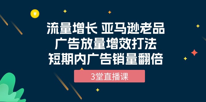 流量增长课程：亚马逊老品广告放量增效打法，短期内广告销量翻倍（3堂直播课）-创业资源网 | 精品设计与工具分享平台