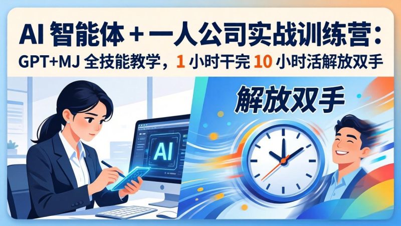 AI 智能体 + 一人公司实战训练营:GPT+MJ 全技能教学,1 小时干完 10 小时活解放双手-创业资源网 | 精品设计与工具分享平台
