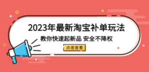 2023年最新淘宝补单玩法，教你快速起·新品，安全·不降权（18课时）-创业资源网 | 精品设计与工具分享平台
