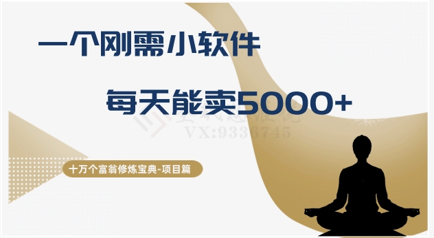 十万个富翁修炼宝典之17.一个刚需小软件,每天能卖5000 十万个富翁修炼宝典之17.一个刚需小软件,每天能卖5000