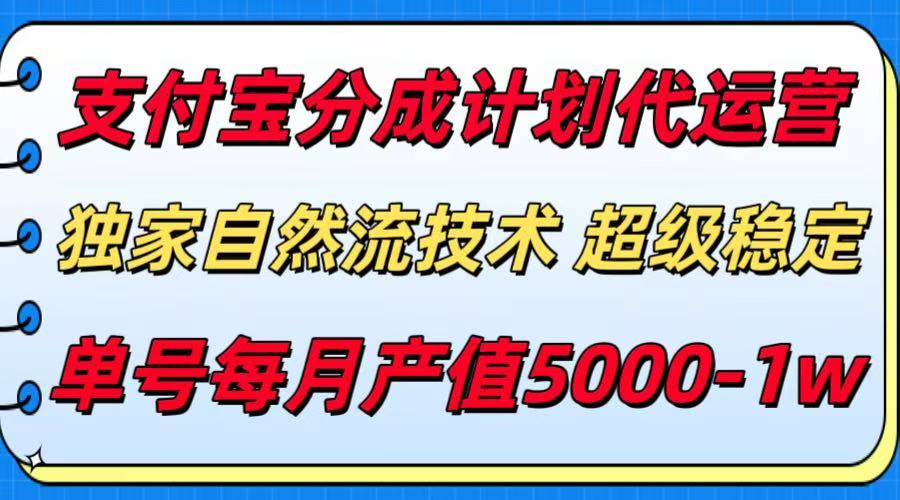 支付宝分成计划代运营，最新自然流技术，收益稳定，单号月产5000＋