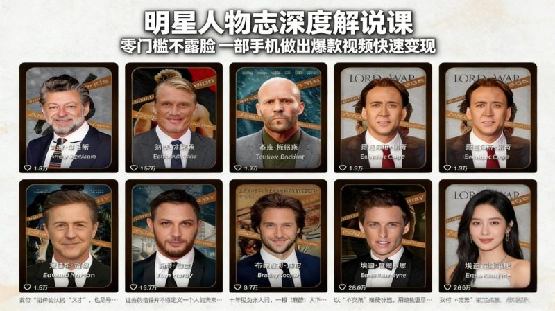 明星人物志深度解说课：零门槛不露脸，一部手机做出爆款视频快速变现-创业资源网 | 精品设计与工具分享平台