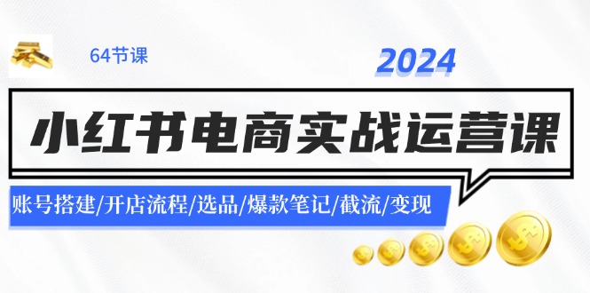 2024小红书电商实战运营课：账号搭建/开店流程/选品/爆款笔记/截流/变现-创业资源网 | 精品设计与工具分享平台