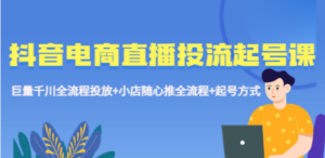 抖音电商直播投流起号课程 巨量千川全流程投放+小店随心推全流程+起号方式-创业资源网 | 精品设计与工具分享平台