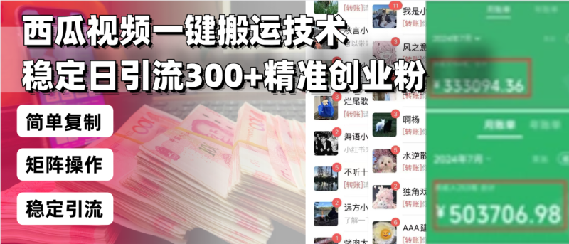 西瓜视频一键搬运技术，稳定日引流300+精准创业粉，简单可复制给团队-创业资源网 | 精品设计与工具分享平台