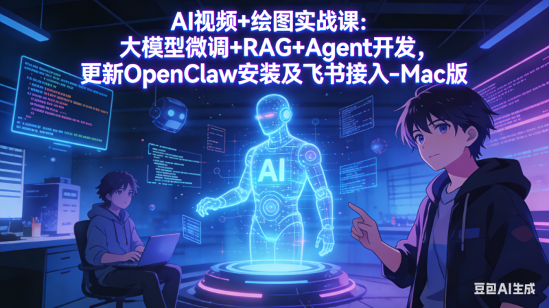 AI视频+绘图实战课:大模型微调+RAG+Agent开发,更新OpenClaw安装及飞书接入-Mac版-创业资源网 | 精品设计与工具分享平台