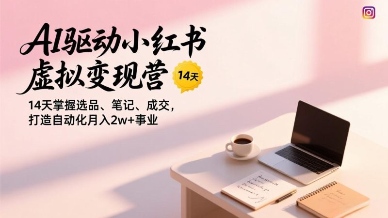 AI驱动小红书虚拟变现营,14天掌握选品、笔记、成交,打造自动化月入2w+事业-创业资源网 | 精品设计与工具分享平台