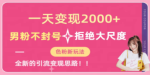 一天收款2000元，男粉不封号拒绝大尺度-色粉全新的变现方法-创业资源网 | 精品设计与工具分享平台