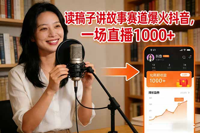 读稿子讲故事赛道爆火抖音,一场直播日入1000+-创业资源网 | 精品设计与工具分享平台