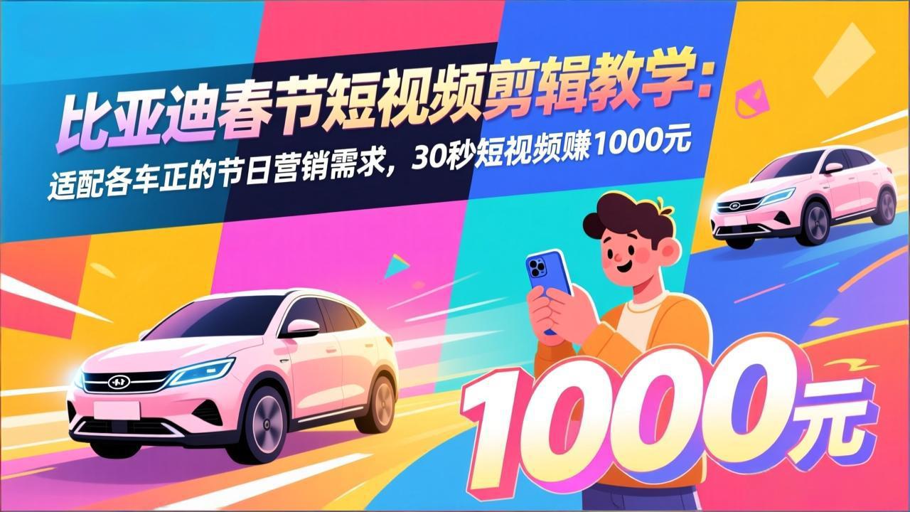 图片[1]-比亚迪春节短视频剪辑教学：适配各车企的节日营销需求，30秒短视频赚1000元-阿兴说钱