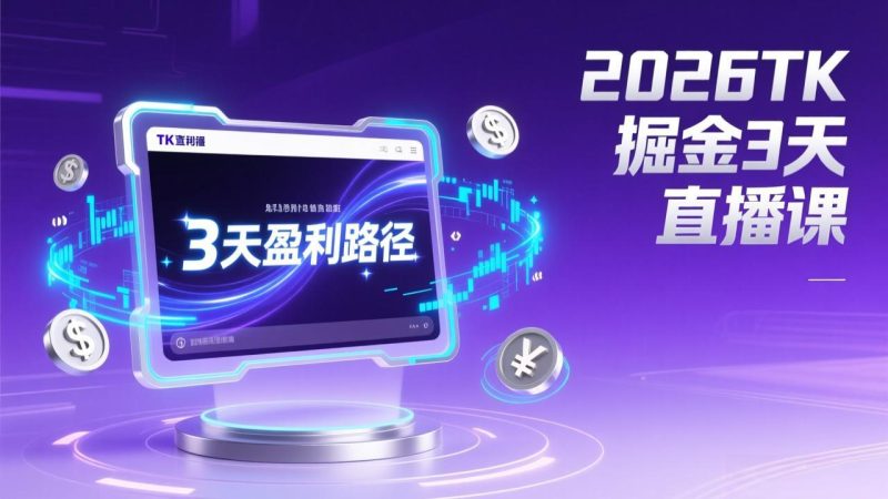 2026TK掘金直播课,起号涨粉+直播带货+商单变现+3天打通盈利路径,月入过万美金-创业资源网 | 精品设计与工具分享平台