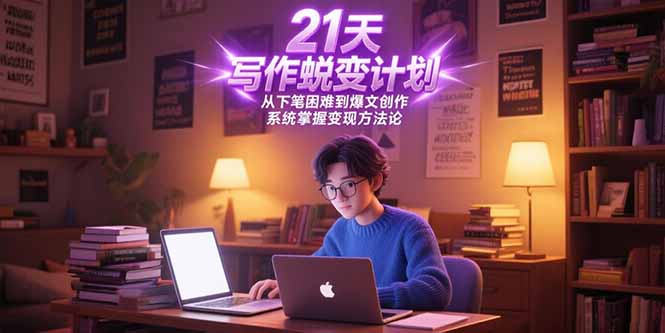 21天写作蜕变计划，从下笔困难到爆文创作，系统掌握变现方法论-创业资源网 | 精品设计与工具分享平台