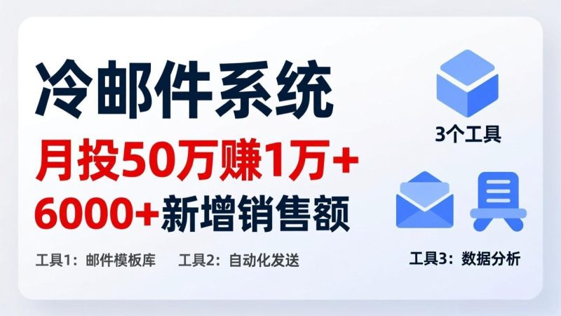 月投 50 刀赚 1 万 +!冷邮件系统:6000 + 新增销售额,靠 3 个工具轻松搞-创业资源网 | 精品设计与工具分享平台