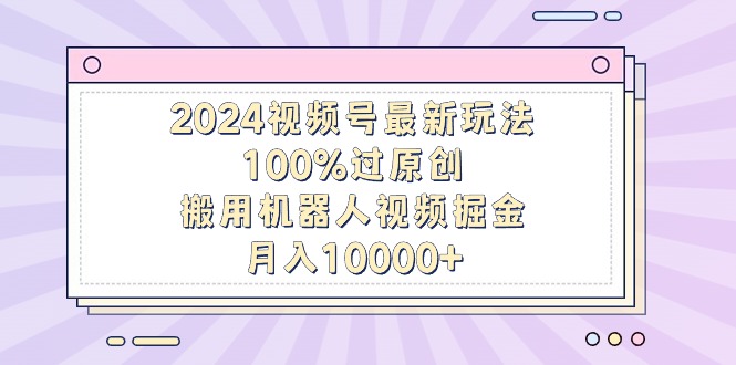 2024视频号最新玩法,100%过原创,搬用机器人视频掘金,月入10000+-创业资源网 | 精品设计与工具分享平台