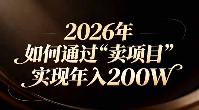 站在2026年的十字路口：一个普通人如何通过卖项目实现年入200万-创业资源网 | 精品设计与工具分享平台
