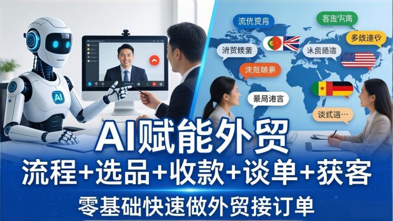 外贸+AI实战课:流程+选品+收款+谈单+获客,零基础快速做外贸接订单-创业资源网 | 精品设计与工具分享平台
