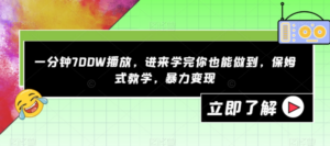 一分钟700W播放,进来学完你也能做到,保姆式教学,暴力变现【揭秘】-创业资源网 | 精品设计与工具分享平台