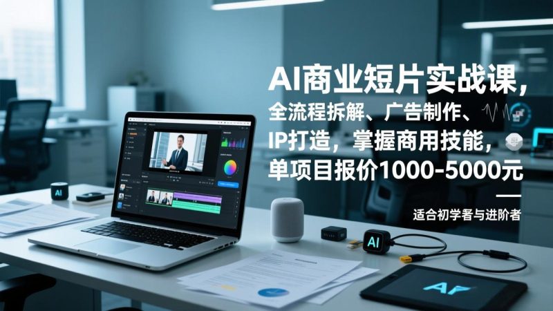 AI商业短片实战课,全流程拆解、广告制作、IP打造,掌握商用技能,单项目报价1000-5000元-创业资源网 | 精品设计与工具分享平台