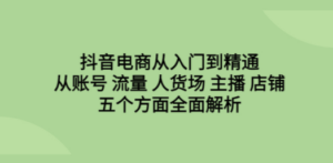 抖音电商从入门到精通，从账号 流量 人货场 主播 店铺五个方面全面解析-创业资源网 | 精品设计与工具分享平台
