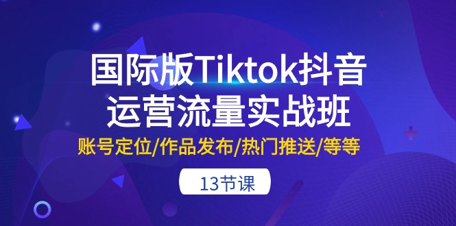 国际版Tiktok抖音运营流量实战班：账号定位/作品发布/热门推送/等等-13节-创业资源网 | 精品设计与工具分享平台
