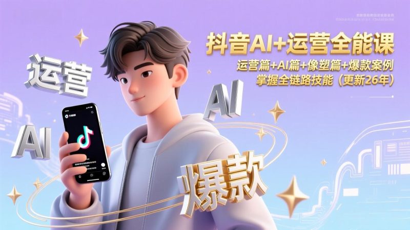 抖音AI+运营全能课，运营篇+AI篇+像塑篇+爆款案例，掌握全链路技能（更新26年）-创业资源网 | 精品设计与工具分享平台