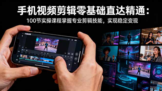 手机视频剪辑零基础直达精通：100节实操课程掌握专业剪辑技能，实现稳…-创业资源网 | 精品设计与工具分享平台