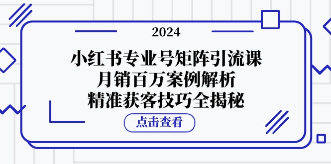 小红书专业号矩阵引流课，月销百万案例解析，精准获客技巧全揭秘-创业资源网 | 精品设计与工具分享平台