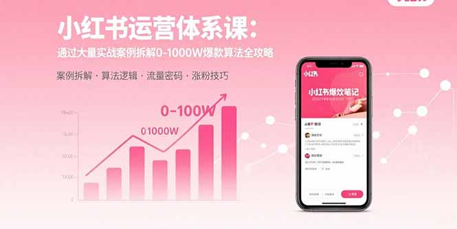 小红书运营体系课：通过大量实战案例拆解0-1000W爆款算法全攻略-创业资源网 | 精品设计与工具分享平台
