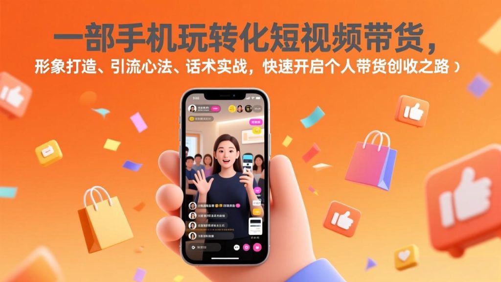 一部手机玩转化短视频带货，形象打造、引流心法、话术实战，快速开启个人带货创收之路-创业资源网 | 精品设计与工具分享平台