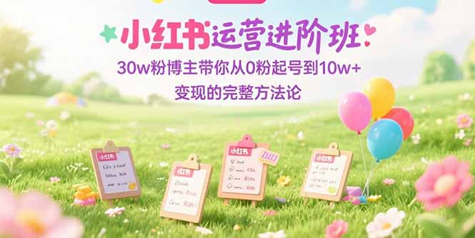 小红书运营进阶班:30w粉博主带你从0粉起号到10w+变现的完整方法论-创业资源网 | 精品设计与工具分享平台