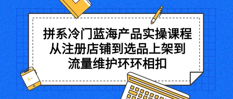 拼系冷门蓝海产品实操课程，从注册店铺到选品上架到流量维护环环相扣-创业资源网 | 精品设计与工具分享平台