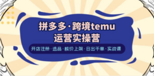 拼多多·跨境temu运营实操营：开店注册·选品·核价上架·日出千单·实战课-创业资源网 | 精品设计与工具分享平台