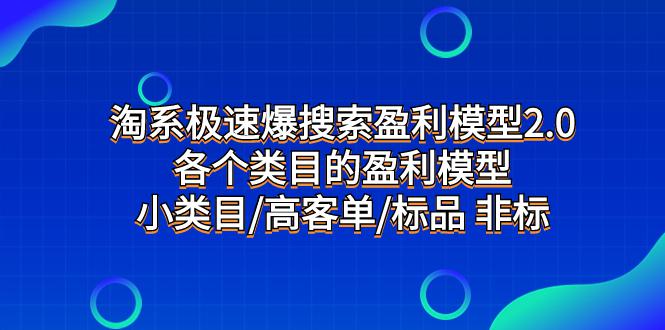 淘系极速搜索盈利模型2.0,揭示各类目标品和非标品的盈利模型,发现小类目的高客单秘诀 淘系极速搜索盈利模型2.0,揭示各类目标品和非标品的盈利模型,发现小类目的高客单秘诀