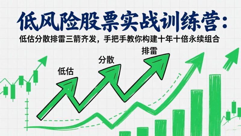 低风险股票实战训练营：低估分散排雷三箭齐发，手把手教你构建十年十倍永续组合-创业资源网 | 精品设计与工具分享平台