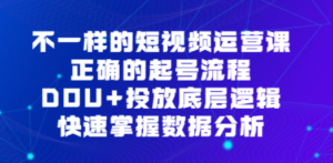不一样的短视频 运营课，正确的起号流程，DOU+投放底层逻辑，快速掌握数…-创业资源网 | 精品设计与工具分享平台