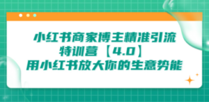 小红书商家 博主精准引流特训营【4.0】用小红书放大你的生意势能-创业资源网 | 精品设计与工具分享平台