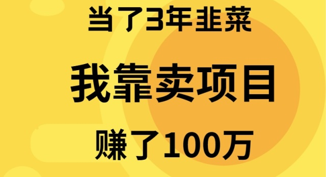 我当了3年韭菜,但是靠卖项目赚了100万 我当了3年韭菜,但是靠卖项目赚了100万